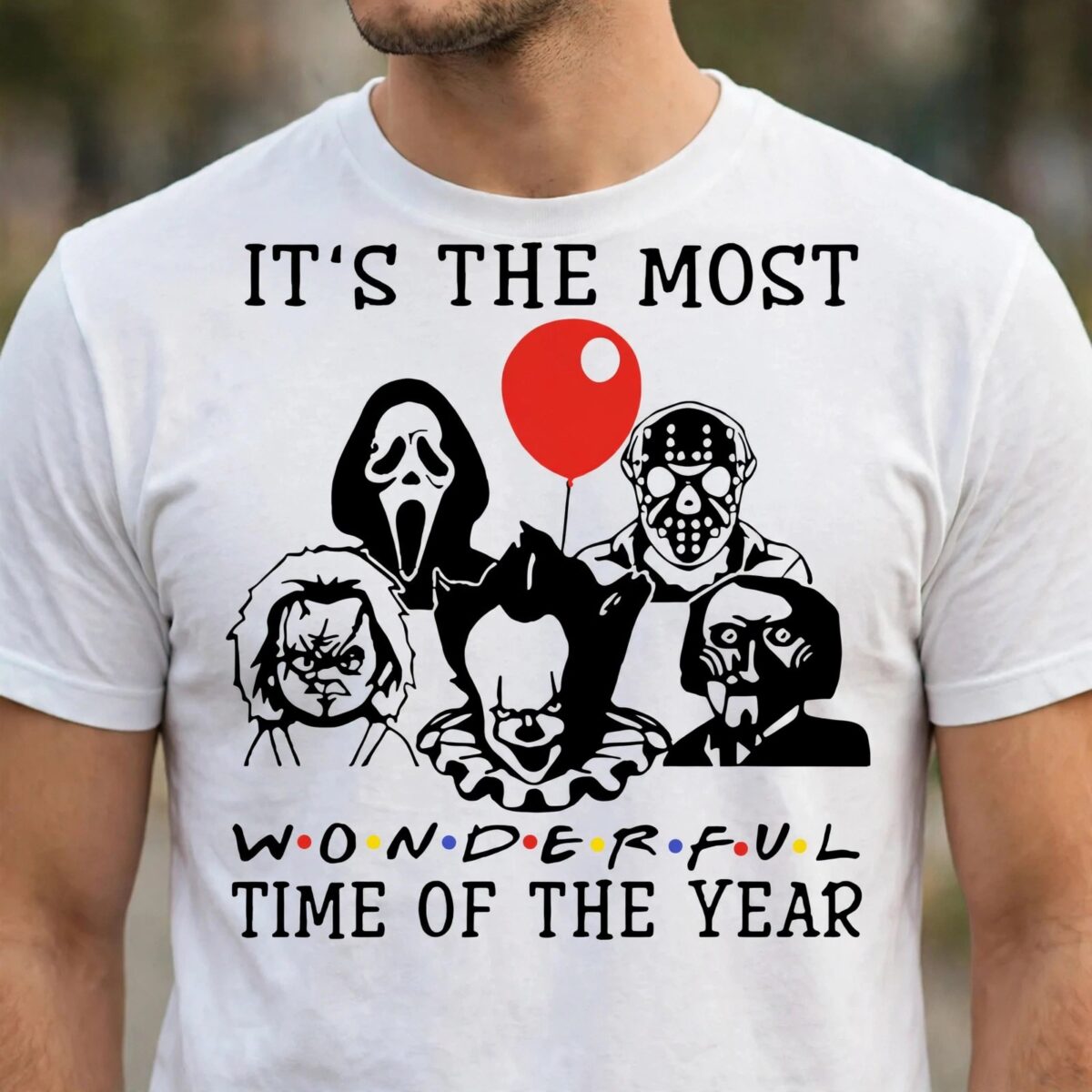 it's the most wonderful time of the year horror mashup with red balloon it's the most wonderful time of the year svg design printed on a plain product mockup