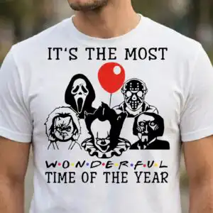 it's the most wonderful time of the year horror mashup with red balloon it's the most wonderful time of the year svg design printed on a plain product mockup