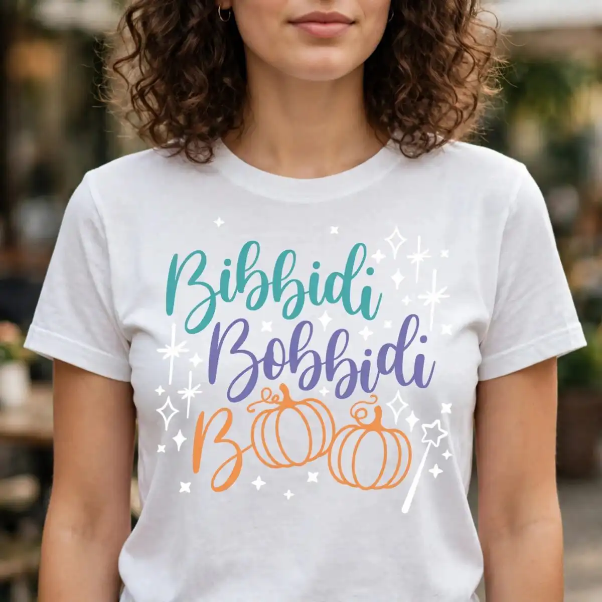 bibbidi bobbidi boo hallowween png design printed on a plain product mockup