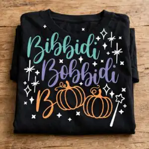 bibbidi bobbidi boo hallowween png design printed on a plain product mockup