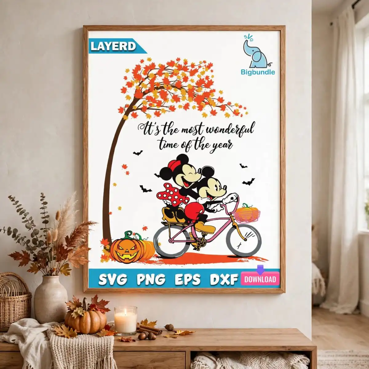 it's the most wonderful time halloween mice tandem bicycle design it's most svg design printed on a plain product mockup