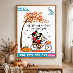 it's the most wonderful time halloween mice tandem bicycle design it's most svg design printed on a plain product mockup