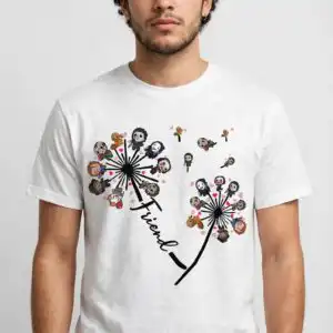 horror friends clipart design printed on a plain product mockup