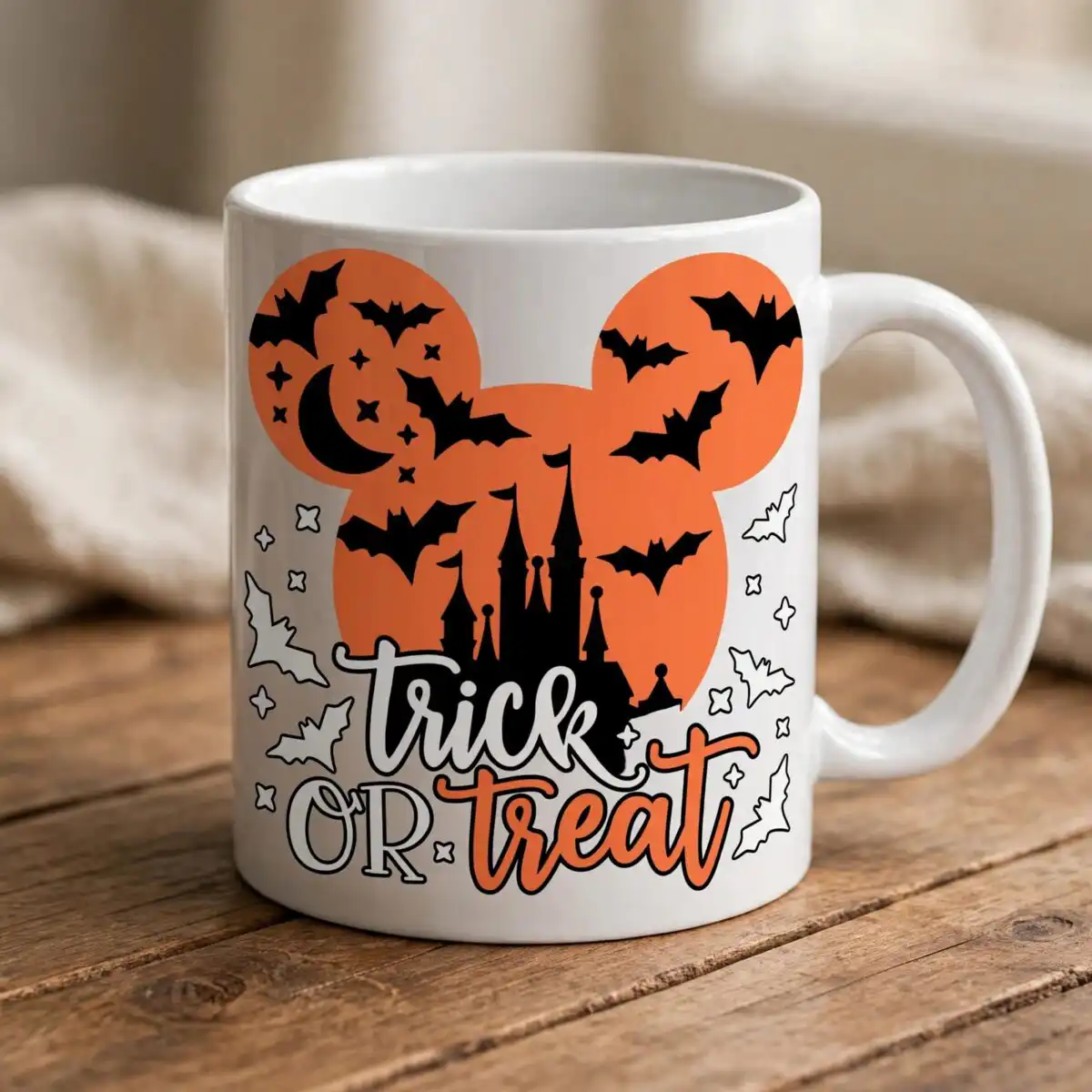 trick or treat disney png design printed on a plain product mockup