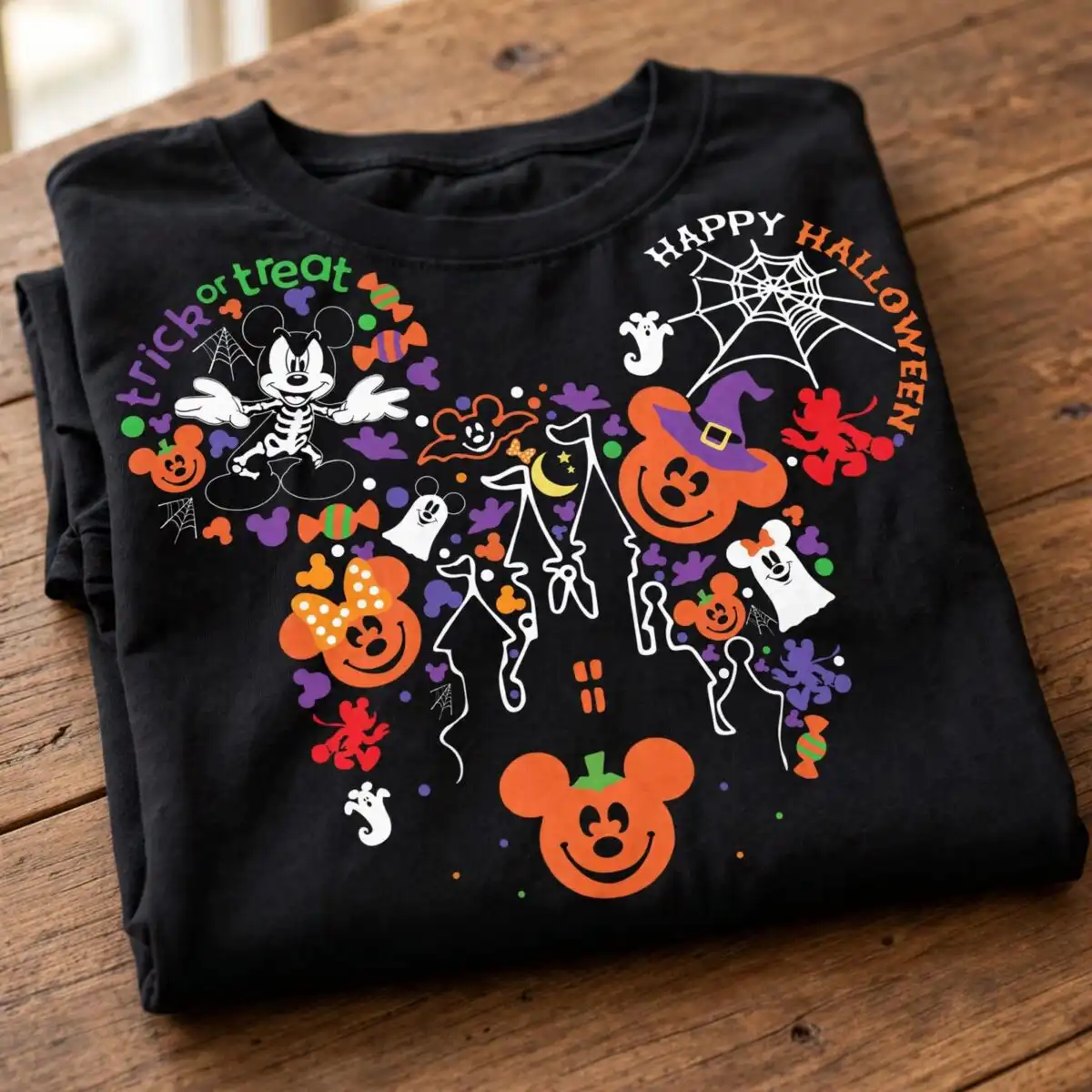 disney halloween mickey mouse head outline design for family shirts mickey mouse head outline svg design printed on a plain product mockup
