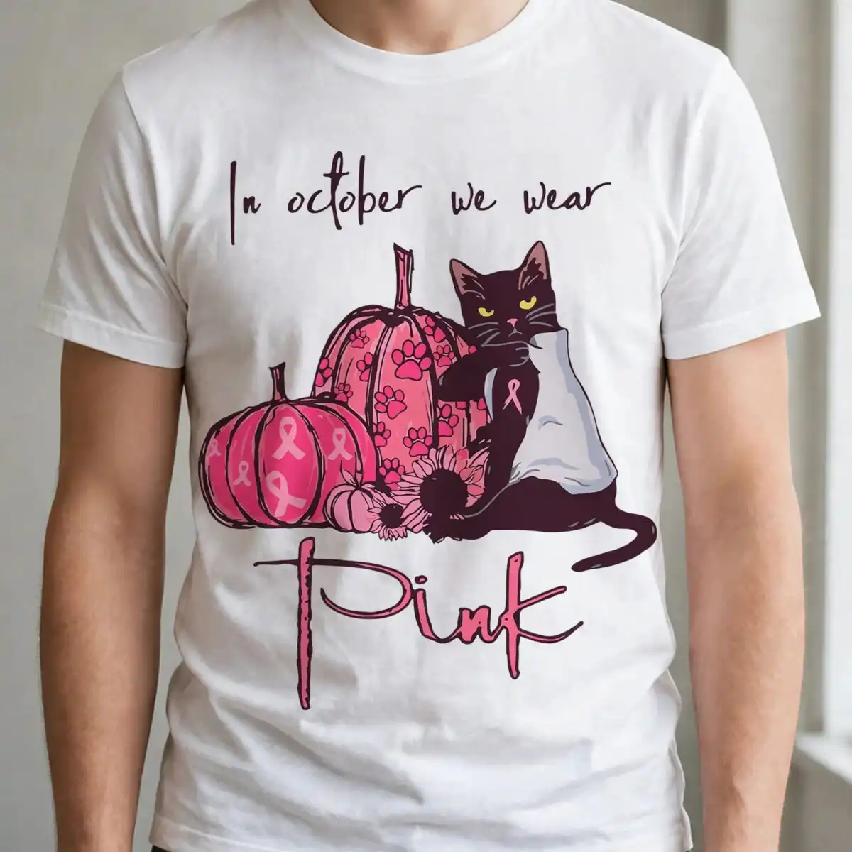 october we wear pink png design printed on a plain product mockup