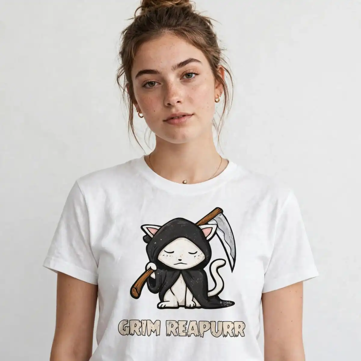 cat death cat halloween svg design printed on a plain product mockup