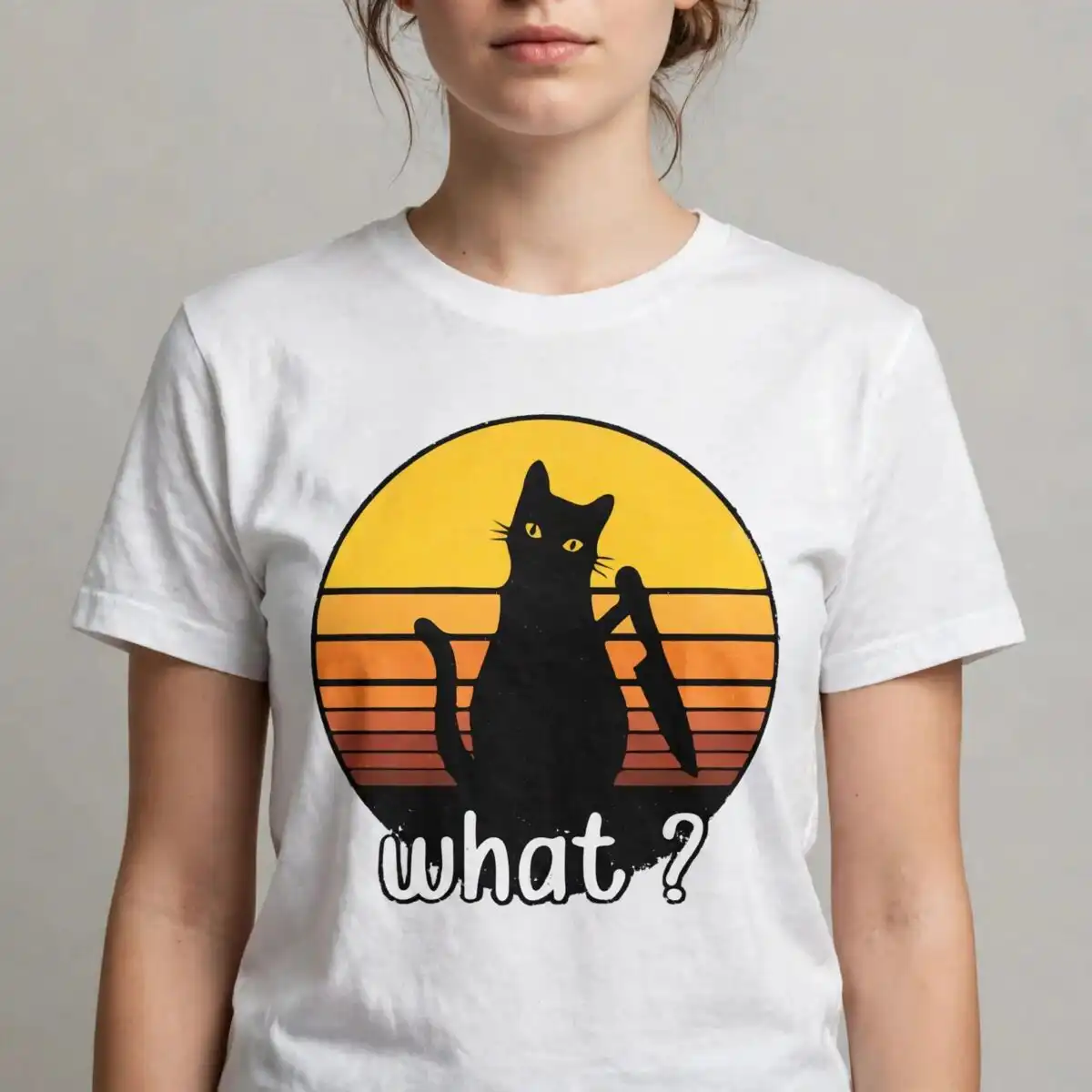 vintage halloween cat svg design printed on a plain product mockup