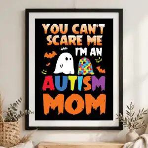 scare me i'm autism svg design printed on a plain product mockup
