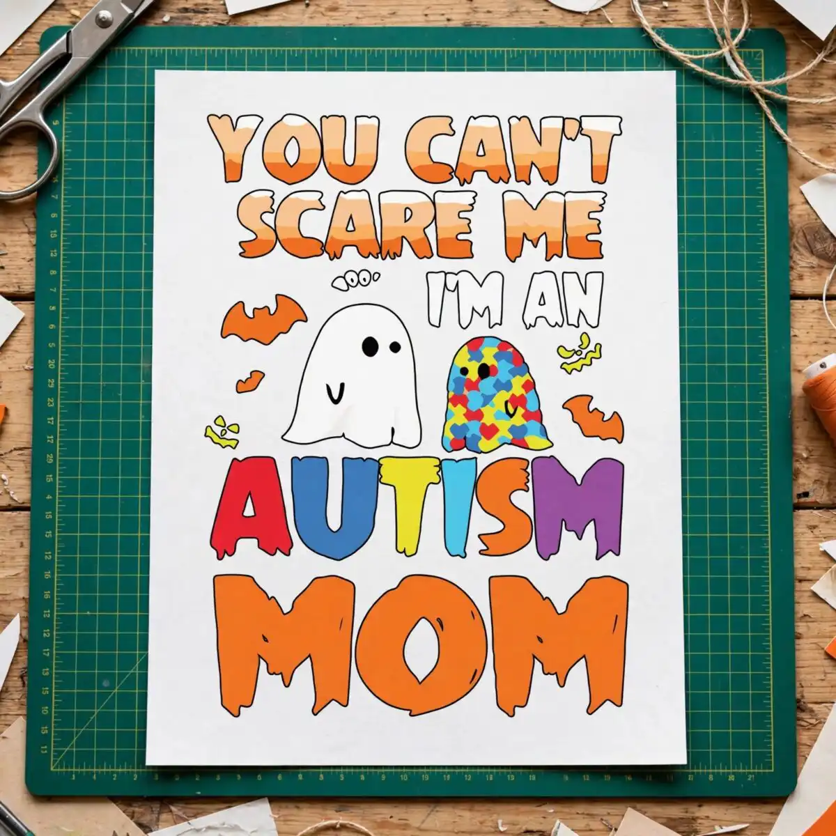 scare me i'm autism svg design printed on a plain product mockup
