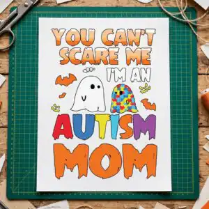 scare me i'm autism svg design printed on a plain product mockup