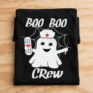 cute ghost nurse crew halloween design with bandage and syringe cute ghost png halloween design printed on a plain product mockup