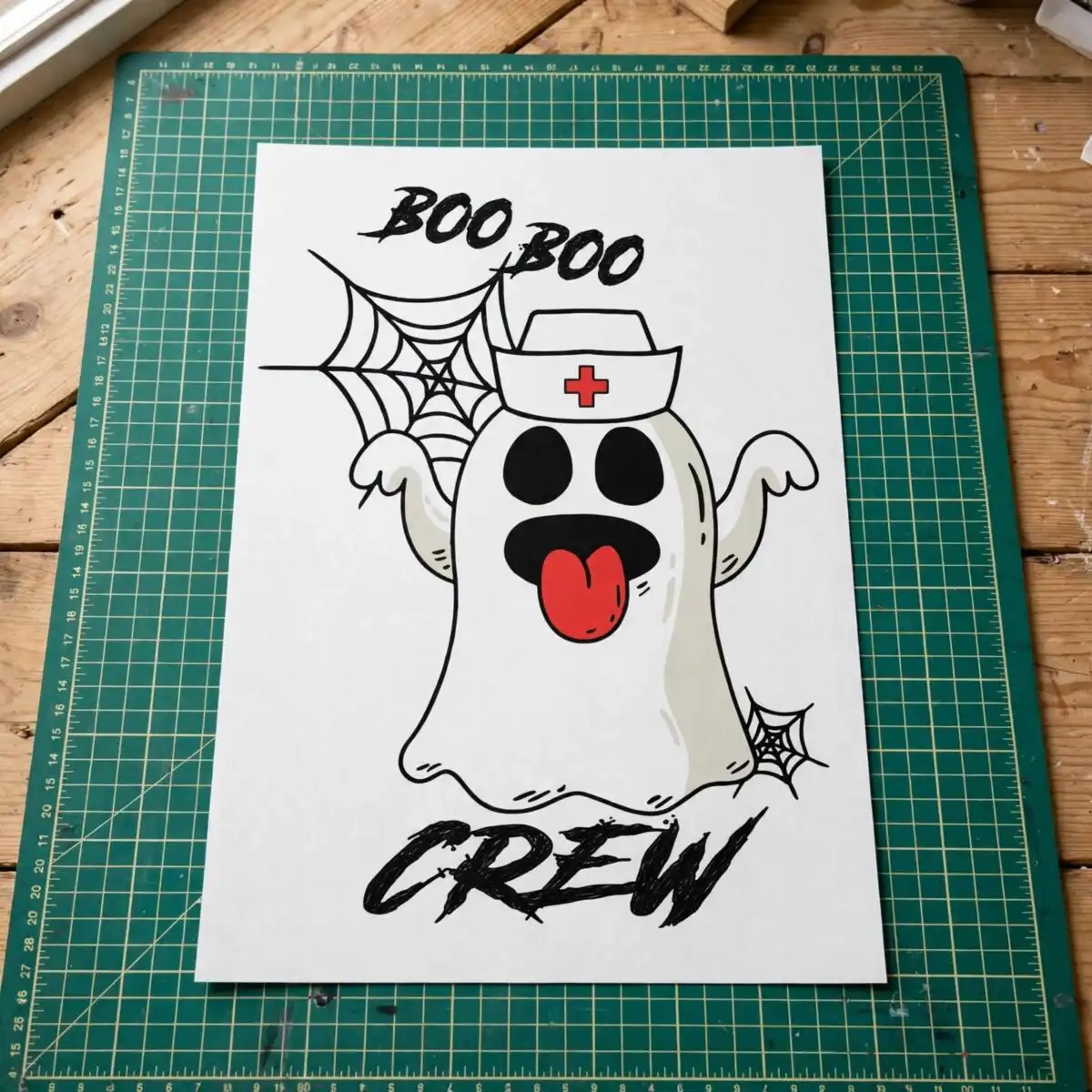 funny boo boo crew cartoon nurse hat clipart for halloween shirts cartoon nurse hat clipart design printed on a plain product mockup