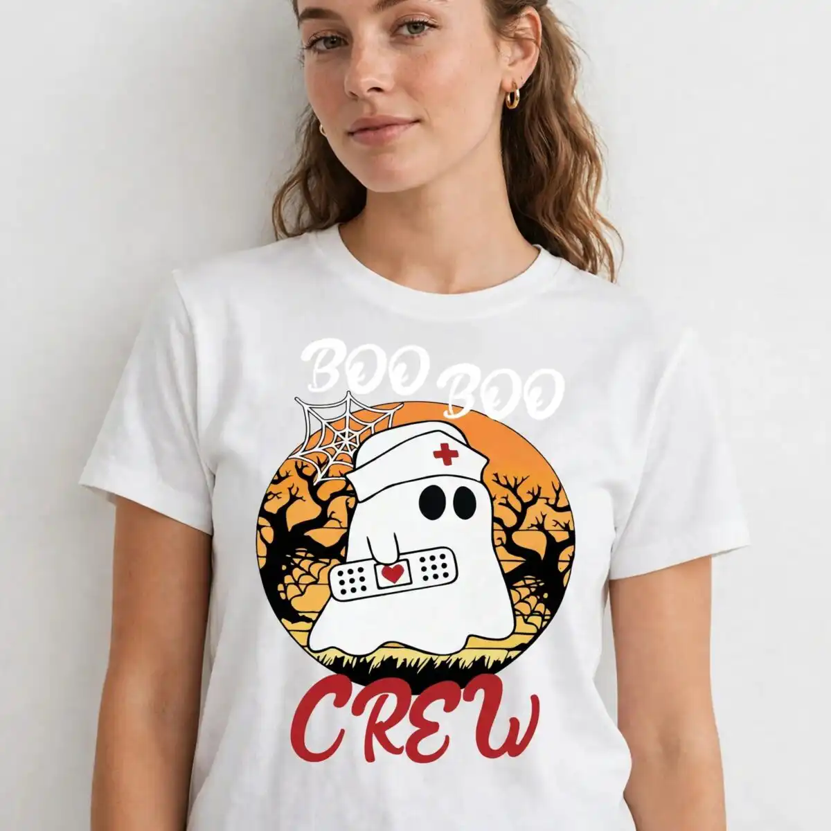 ghost nurse png design printed on a plain product mockup