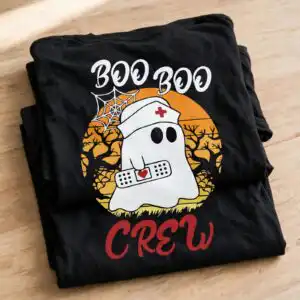 ghost nurse png design printed on a plain product mockup