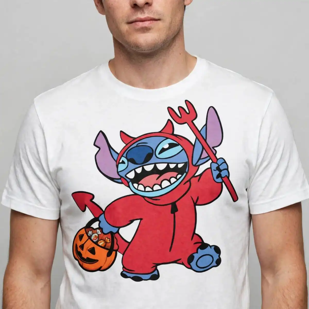 devil stitch disney hallowen svg design printed on a plain product mockup