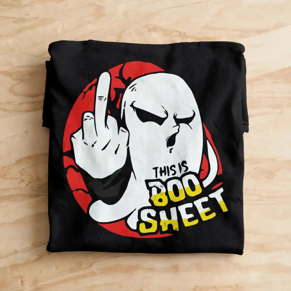 this is boo sheet svg design printed on a plain product mockup