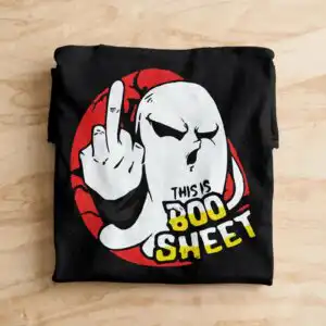 this is boo sheet svg design printed on a plain product mockup