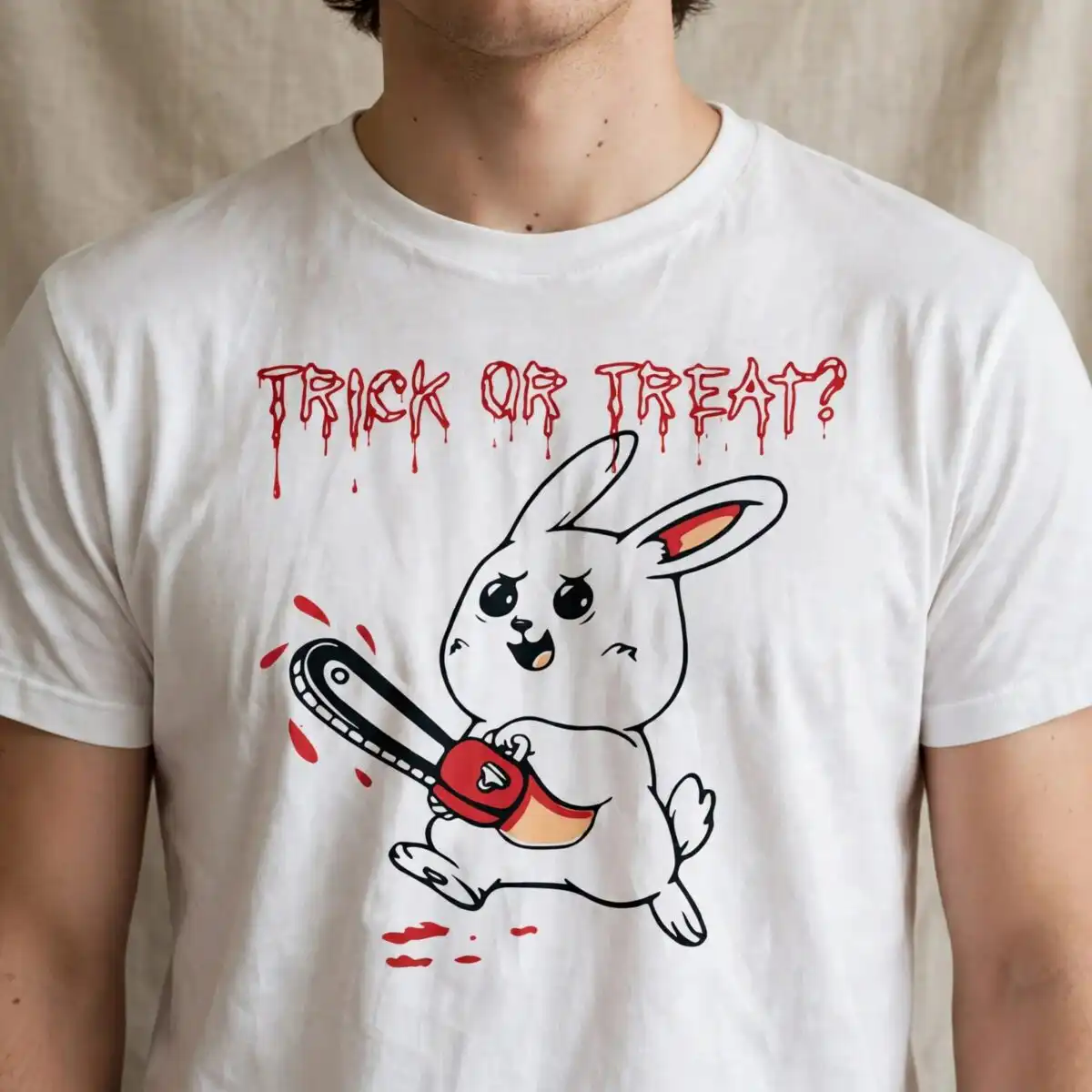 bunny trick or treat png design printed on a plain product mockup