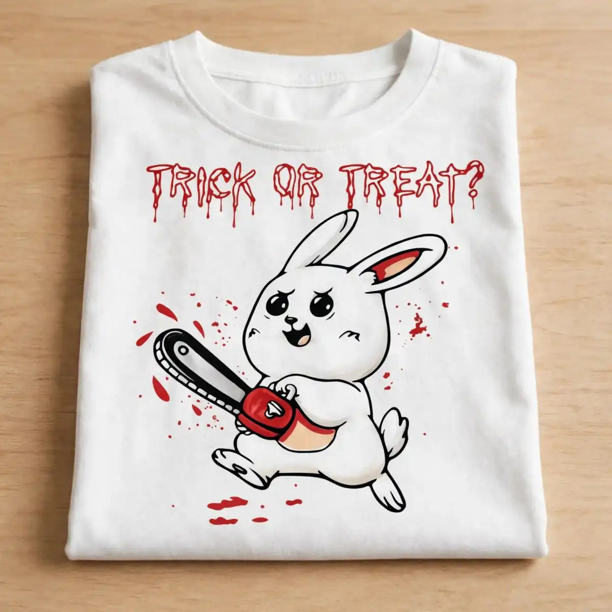 bunny trick or treat png design printed on a plain product mockup