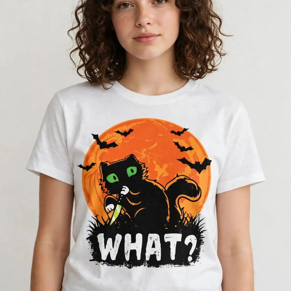 what cat horror cat svg design printed on a plain product mockup