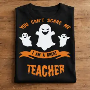 three cartoon ghosts halloween svg design printed on a plain product mockup