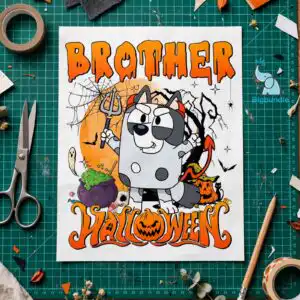 brother bluey halloween bluey devil dog sublimation png for kids brother bluey halloween bluey png design printed on a plain product mockup