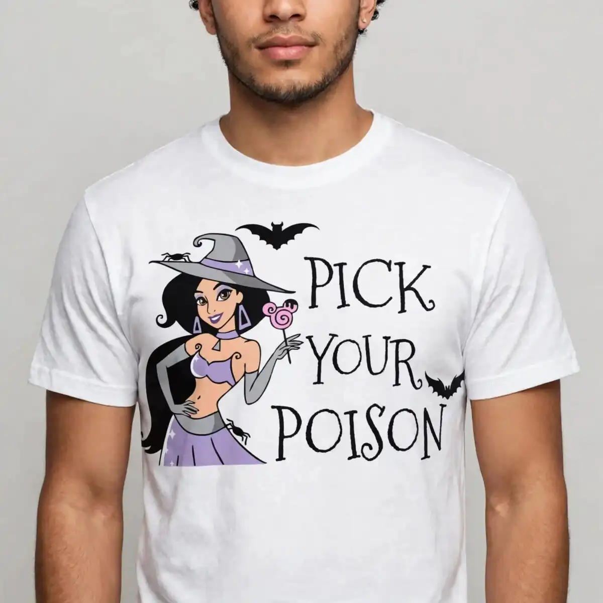 pick your poison halloween witch design for shirts and tumblers pick your poison png design printed on a plain product mockup