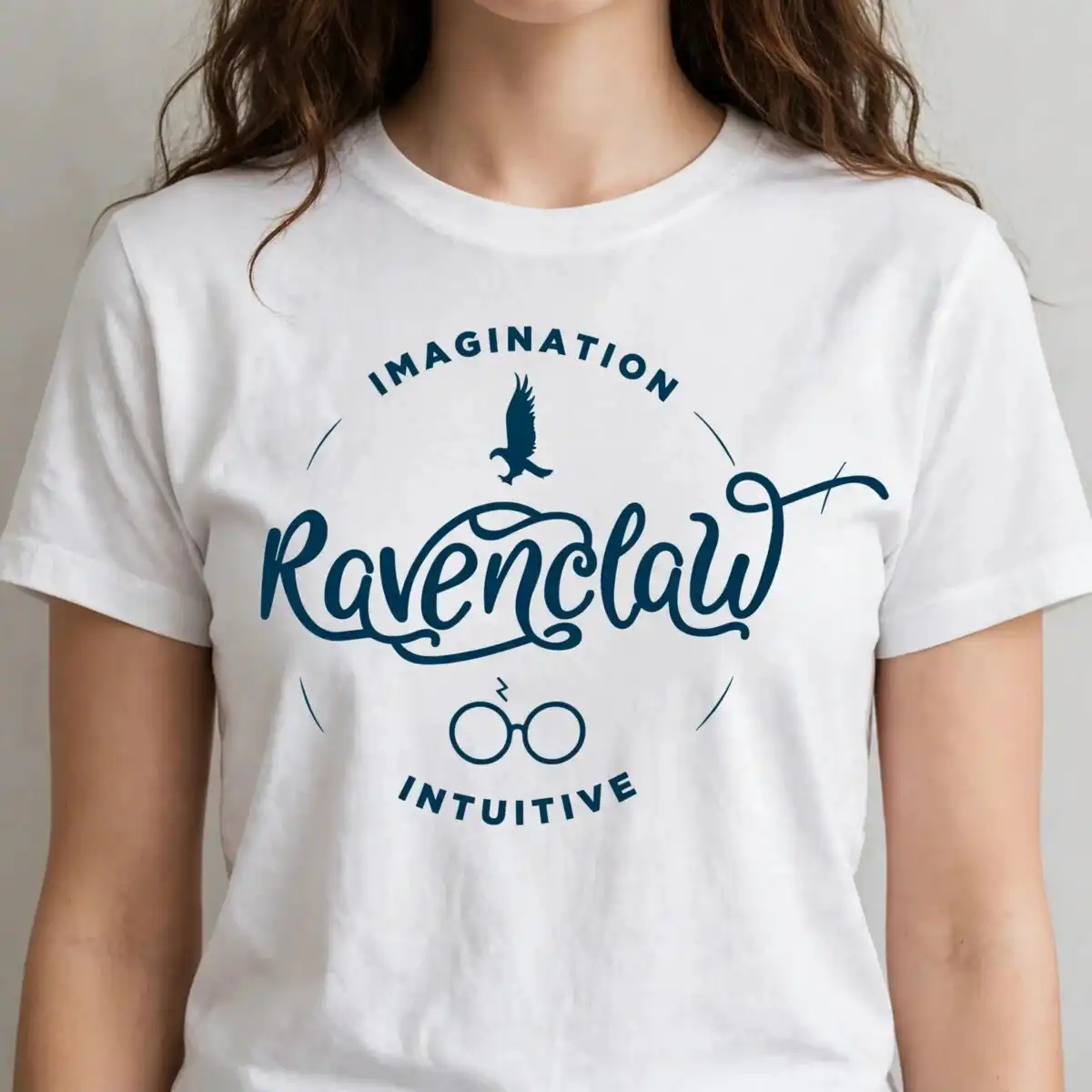 imagination ravenclau intuitive harry potter badge - ravenclaw house emblem design imagination ravenclau intuitive harry svg design printed on a plain product mockup