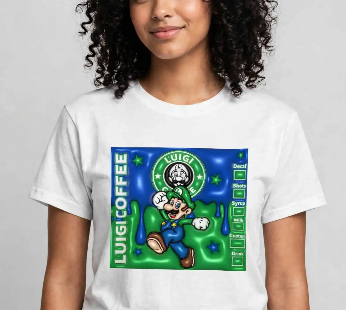 mario and luigi logo png design printed on a plain product mockup