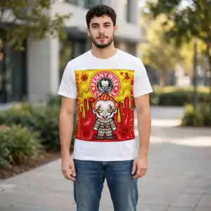 pennywise horror inflated 3d png design printed on a plain product mockup