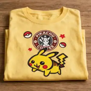 puffy pikachu inflated 3d coffee shop tumbler wrap - kawaii anime design pikachu inflated 3d tumbler png design printed on a plain product mockup