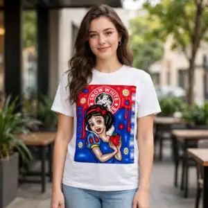 princess snow white png coffee shop tumbler wrap with red bow and apple princess snow white png design printed on a plain product mockup