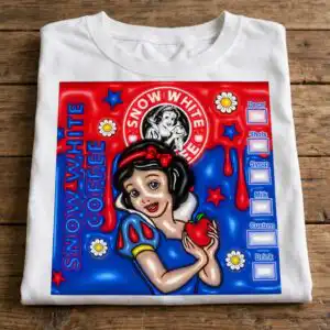 princess snow white png coffee shop tumbler wrap with red bow and apple princess snow white png design printed on a plain product mockup