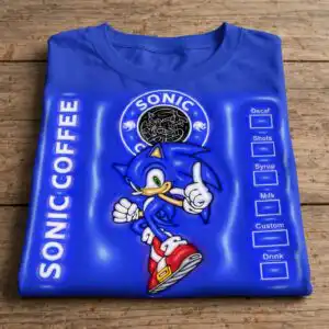 sonic hedgehog everyday coffee parody thumbs up tumbler wrap png design sonic hedgehog png design printed on a plain product mockup