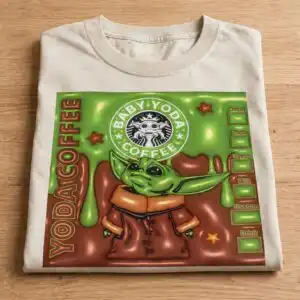 baby yoda png images design printed on a plain product mockup