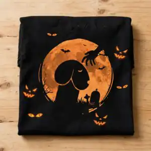 funny halloween floppy-eared dog moon silhouette for shirts and mugs funny halloween svg design printed on a plain product mockup