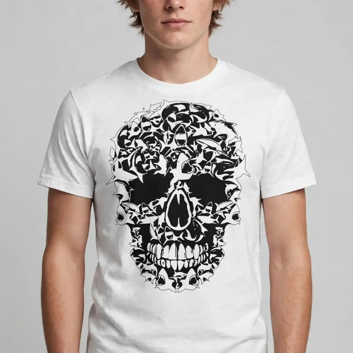 halloween shark skull built from animals design for apparel halloween shark skull animals svg design printed on a plain product mockup