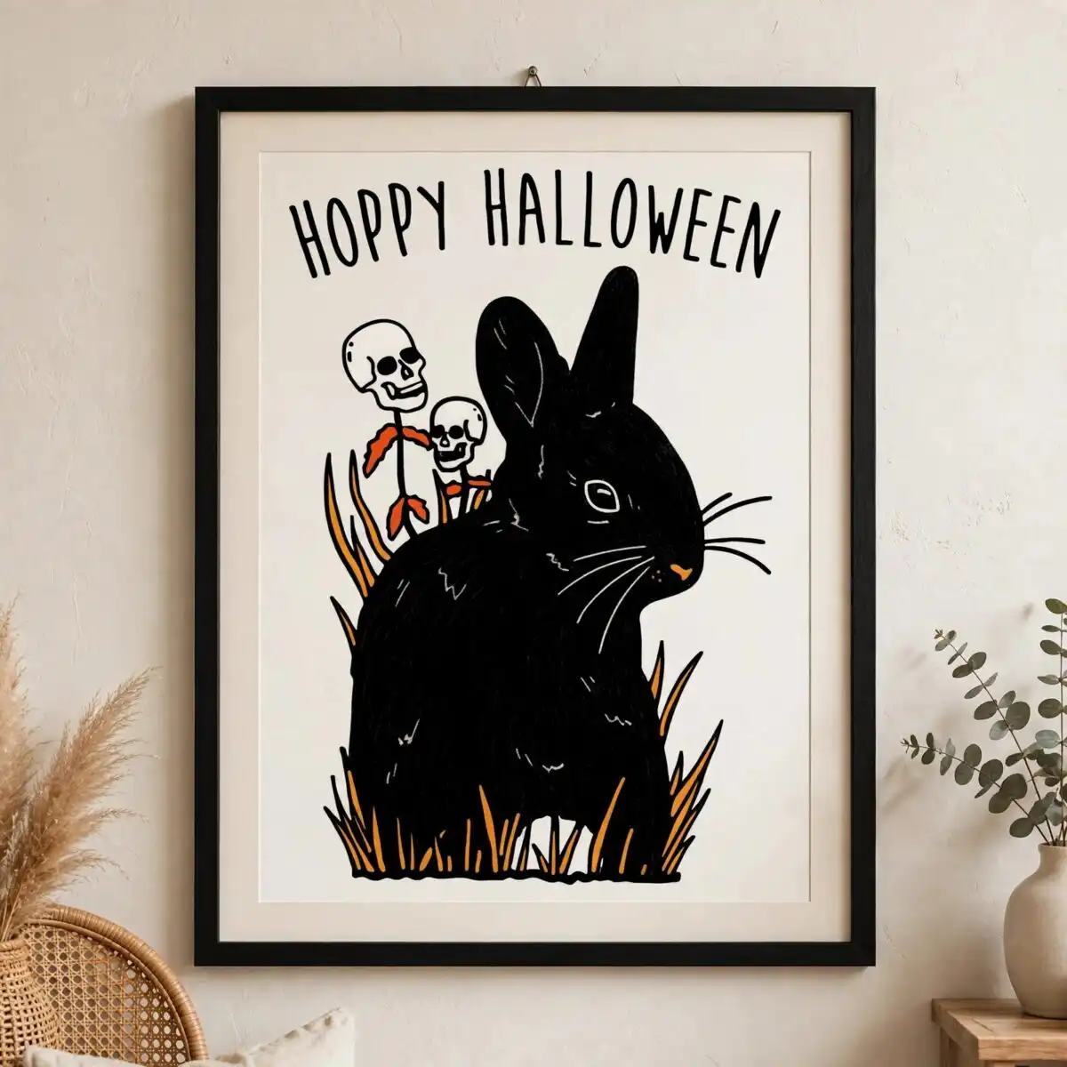 hoppy halloween black bunny with skull flowers sg130723107 halloween hoppy halloween halloween sg130723107 svg design printed on a plain product mockup