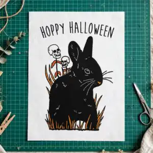 hoppy halloween black bunny with skull flowers sg130723107 halloween hoppy halloween halloween sg130723107 svg design printed on a plain product mockup