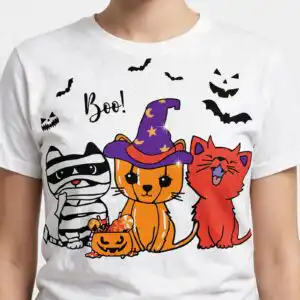 mummy witch evil cats svg design printed on a plain product mockup