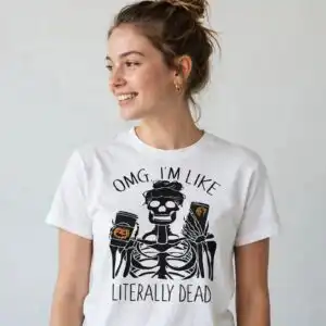 omg im like literally dead svg design printed on a plain product mockup
