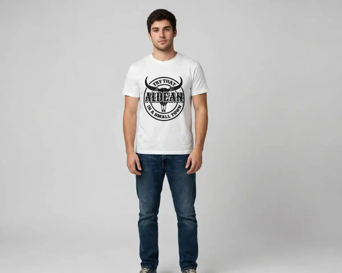 patriotic try small town country png design printed on a plain product mockup
