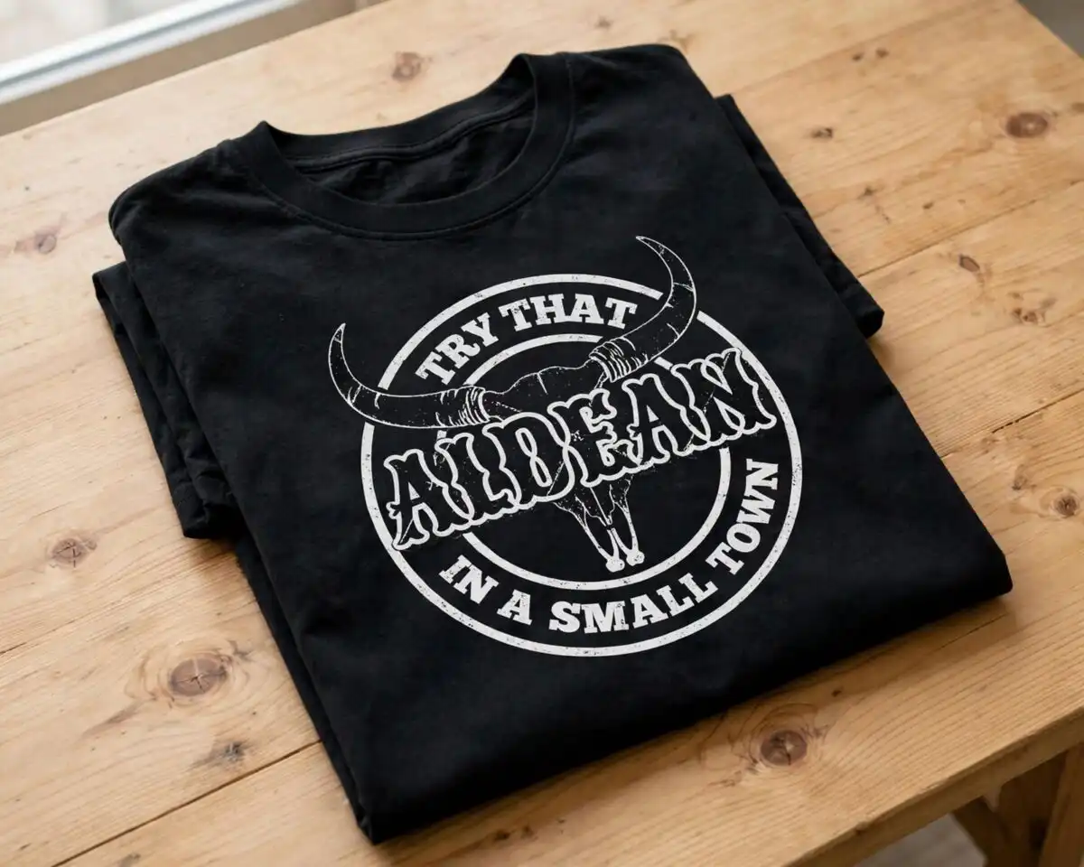patriotic try small town country png design printed on a plain product mockup