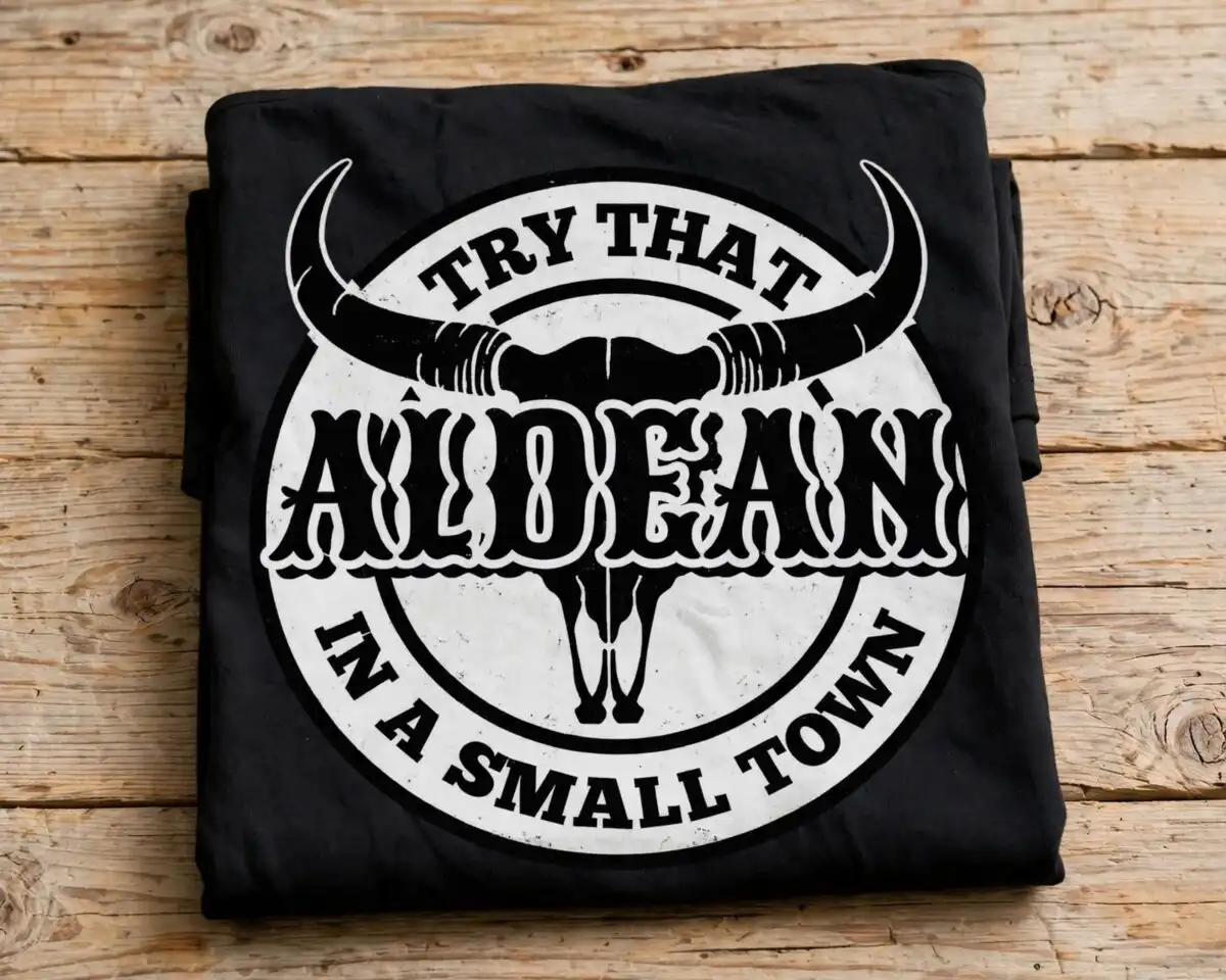 concert try small town country png design printed on a plain product mockup