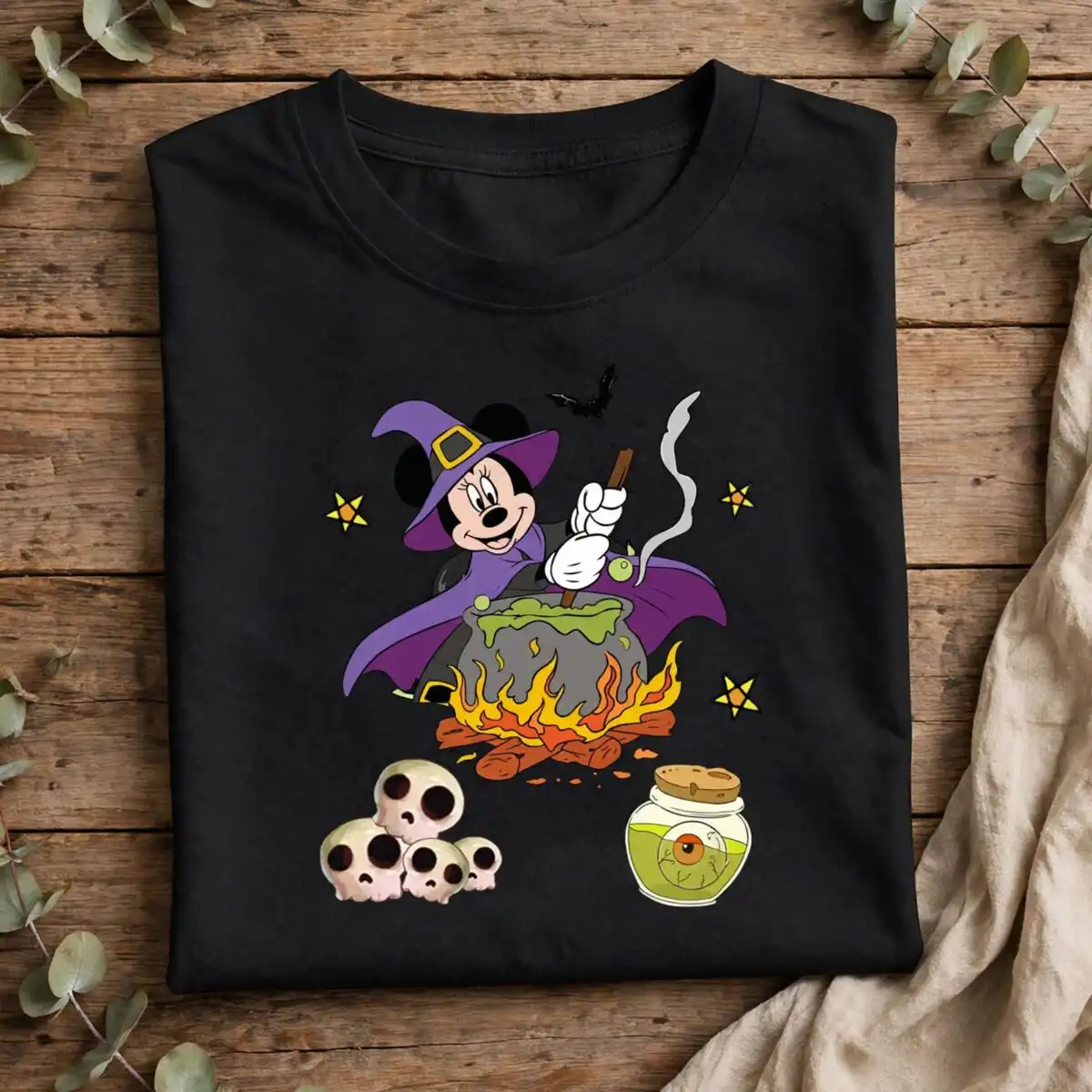 mickey friends coffee halloween png design printed on a plain product mockup