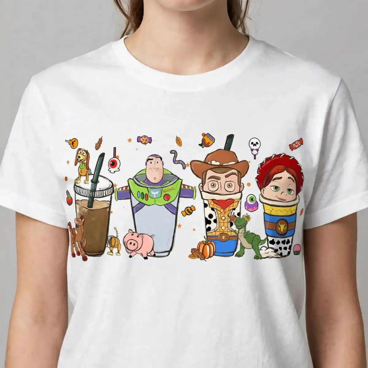 toy story halloween png design printed on a plain product mockup