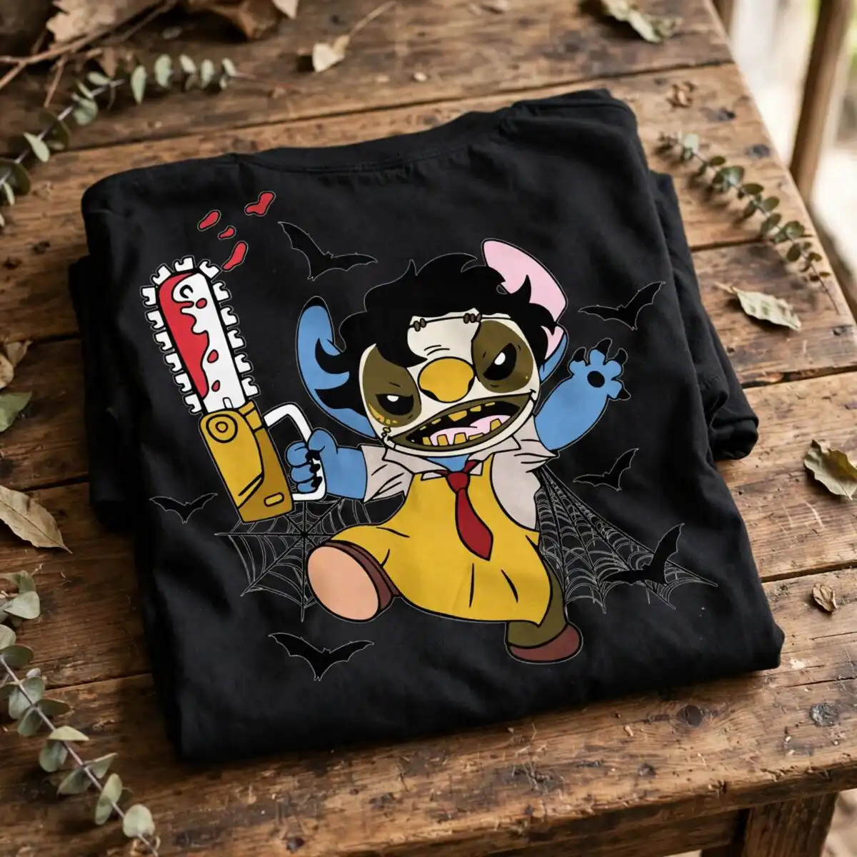 stitch leatherface horror costume halloween cartoon alien design stitch leatherface stitch halloween svg design printed on a plain product mockup