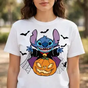 cute stitch devil pumpkin halloween design with vampire cape for shirts stitch devil pumpkin halloween svg design printed on a plain product mockup