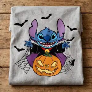 cute stitch devil pumpkin halloween design with vampire cape for shirts stitch devil pumpkin halloween svg design printed on a plain product mockup
